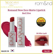 Son Thỏi Romand New Zero Matte Lipstick No.20 Red Dive - Đỏ Nâu Lạnh (3g) Hàn Quốc Chính Hãng